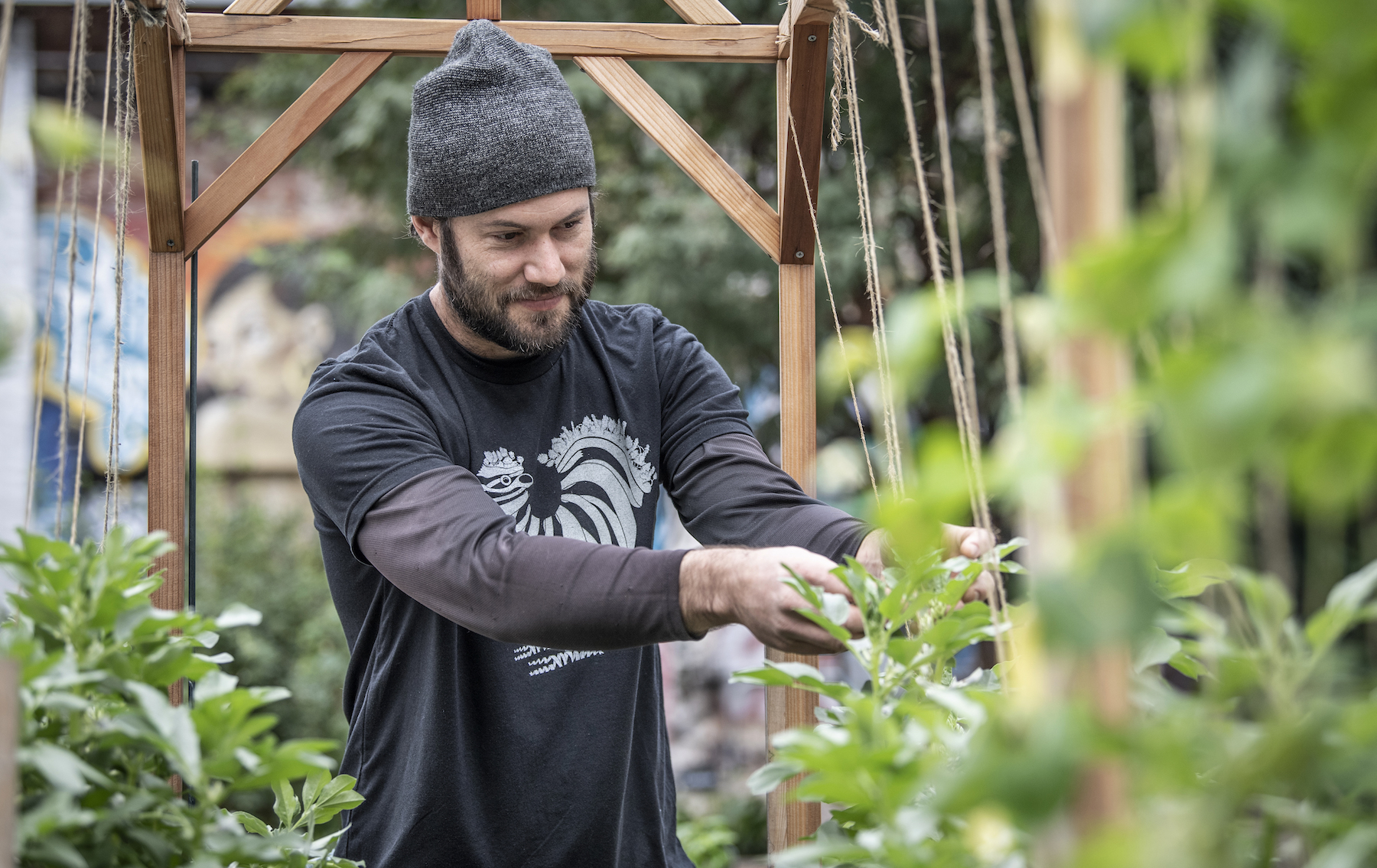 A man gardening